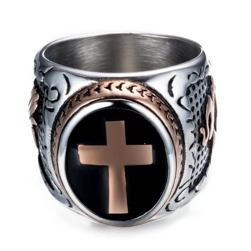 Christianartworkshop Retro Cross "Hand of God" Titanium Religion Ring - image 12