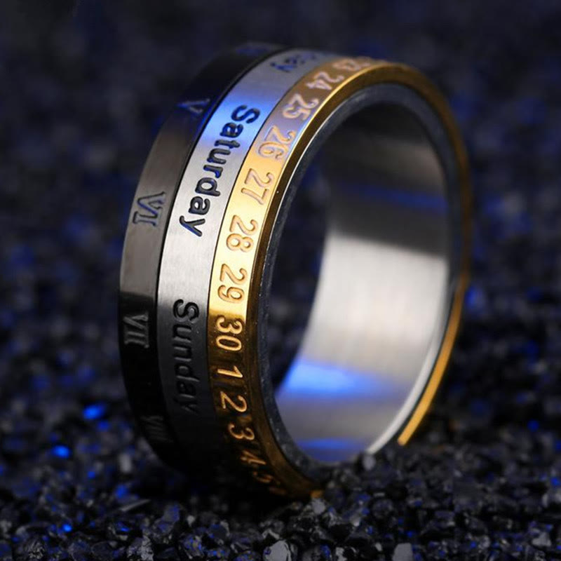 Christianartworkshop "The Genesis" Time and Date Ring: God's Seven Days of Creation  - UK Size V1/2（US 11） - image 0