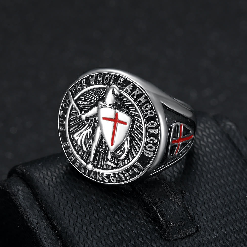 Christianartworkshop Knight's Armor Shield Protection Titanium Ring - Silver - UK Size Z（US 13） - image 7