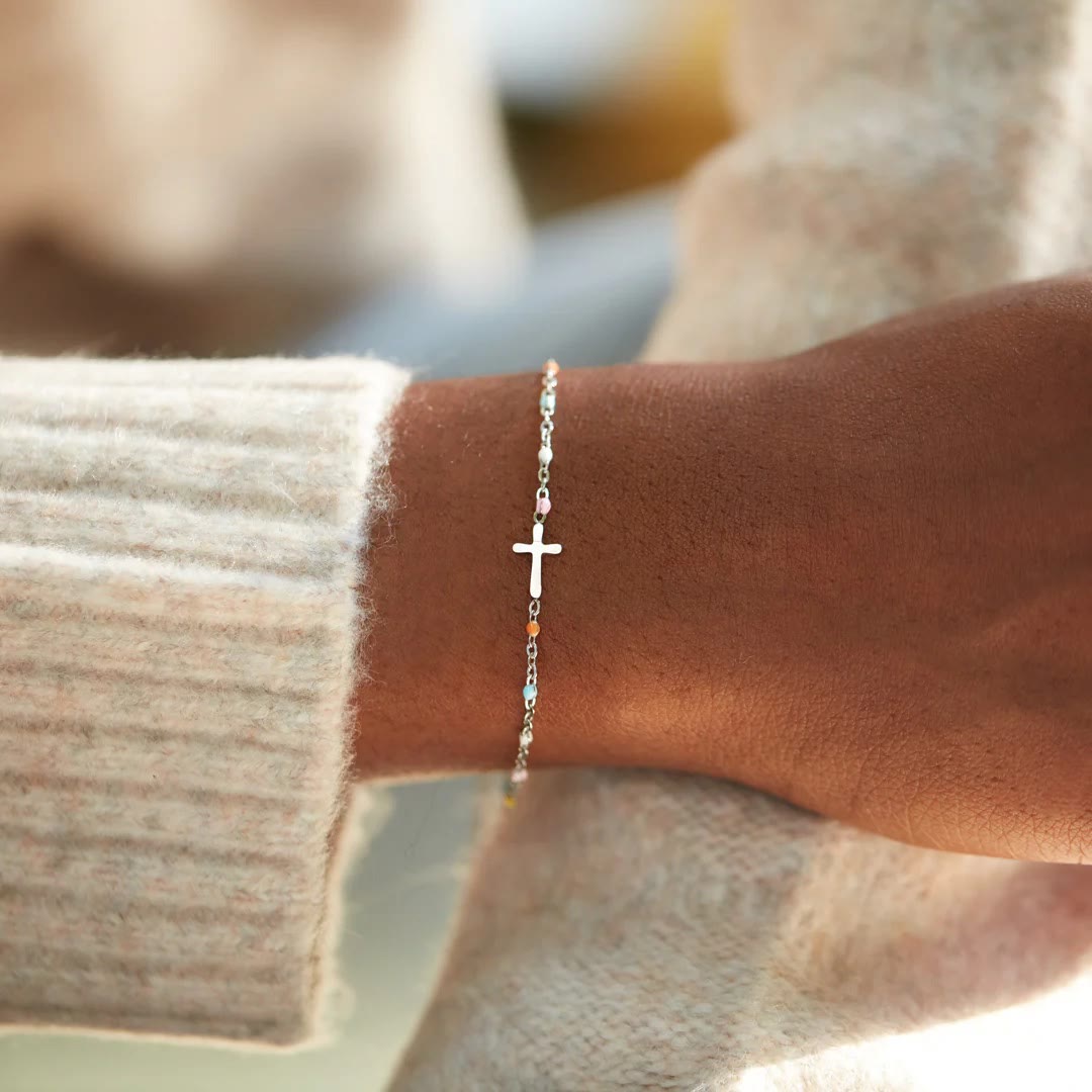 Christianartworkshop FAITH AS YOUR ARMOR: Delicate Minimalist Cross Bracelet - image 5