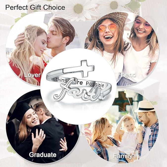 Christianartworkshop The Faith Ring: Adjustable Christian Cross Ring  - image 2