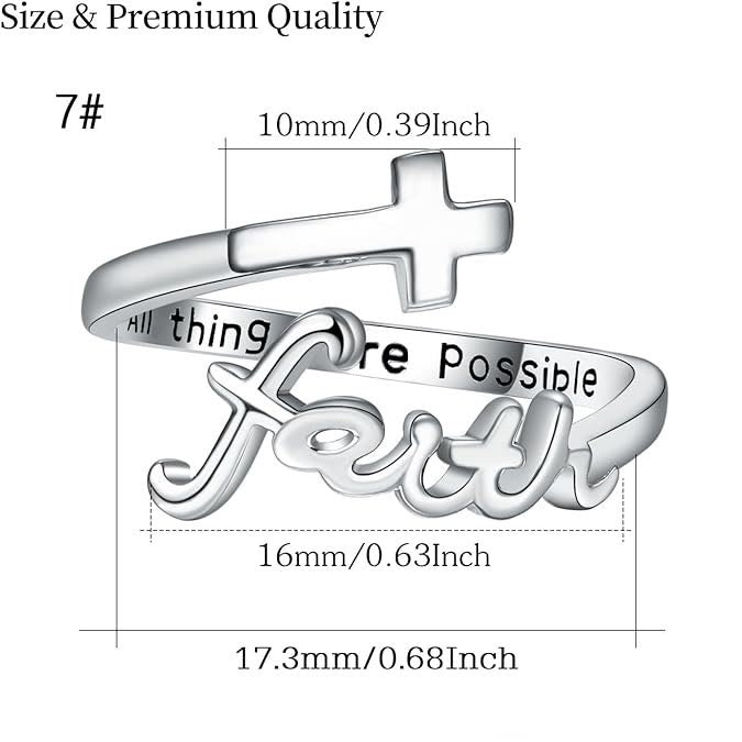 Christianartworkshop The Faith Ring: Adjustable Christian Cross Ring  - image 8