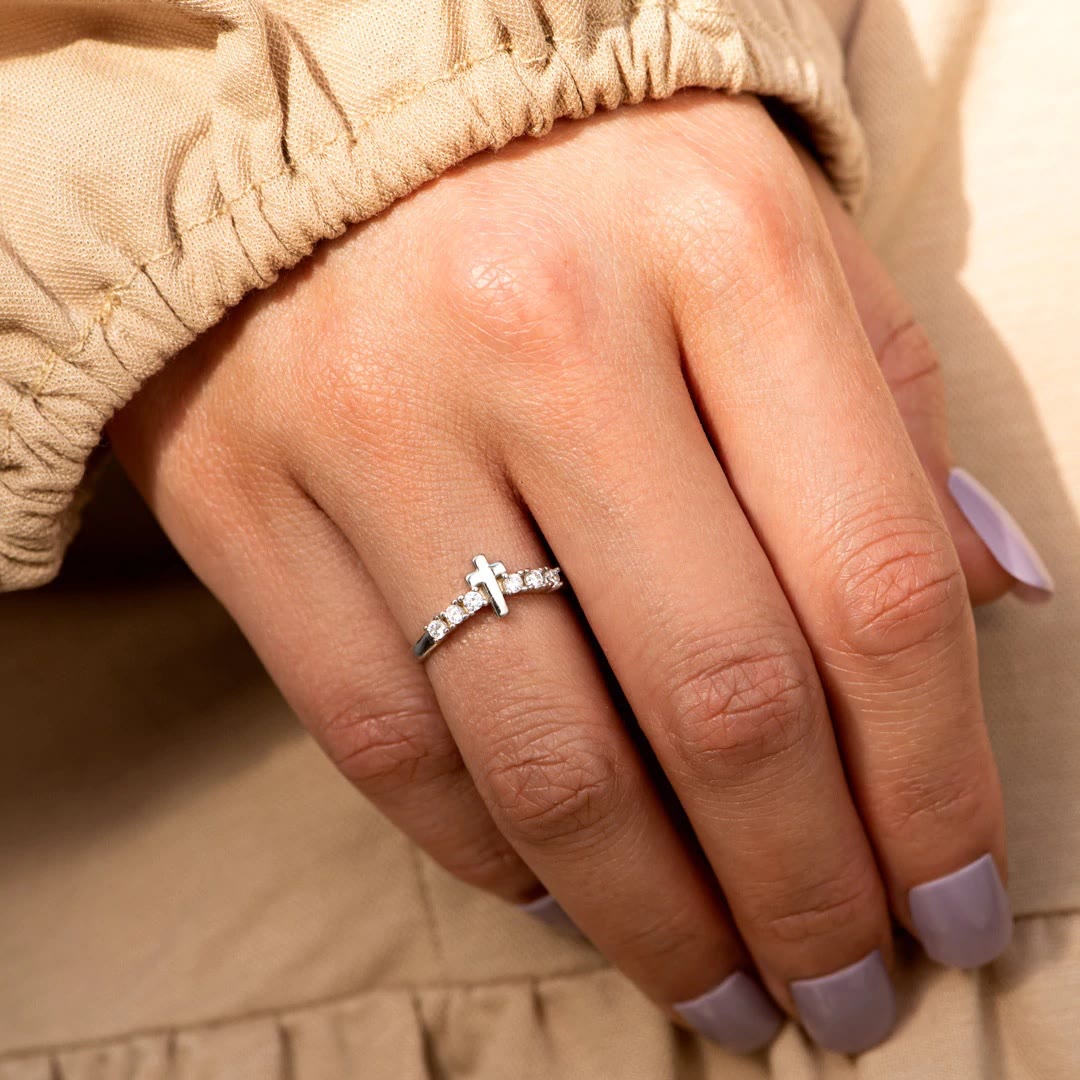 Christianartworkshop Minimalist Jesus Cross Zirconia Ring - image 2