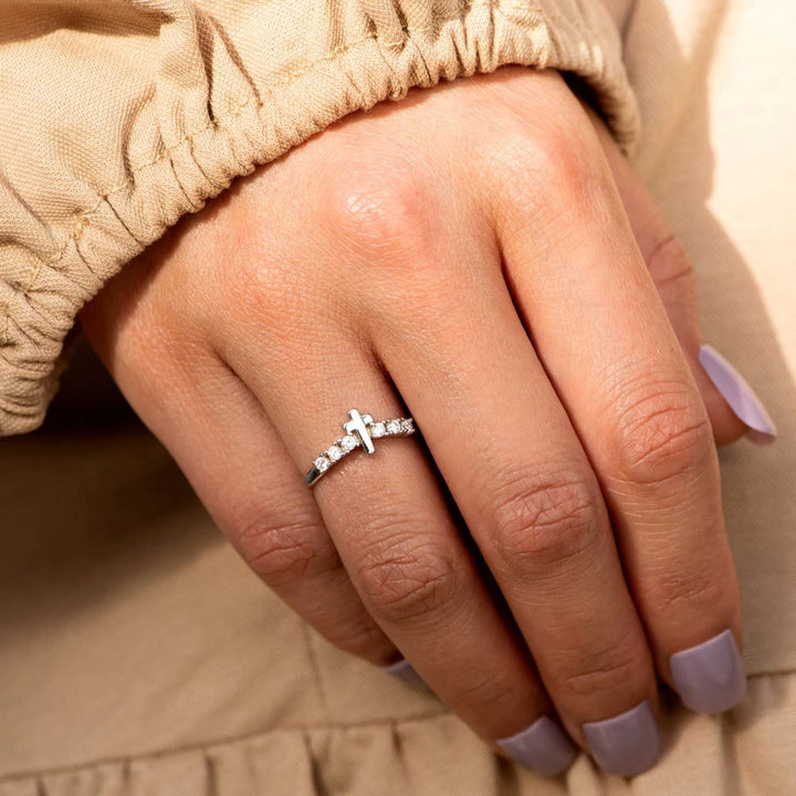 Christianartworkshop Minimalist Jesus Cross Zirconia Ring - image 2