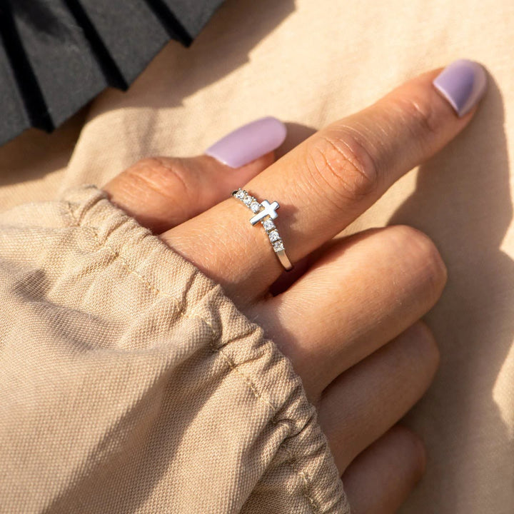 Christianartworkshop Minimalist Jesus Cross Zirconia Ring - image 3