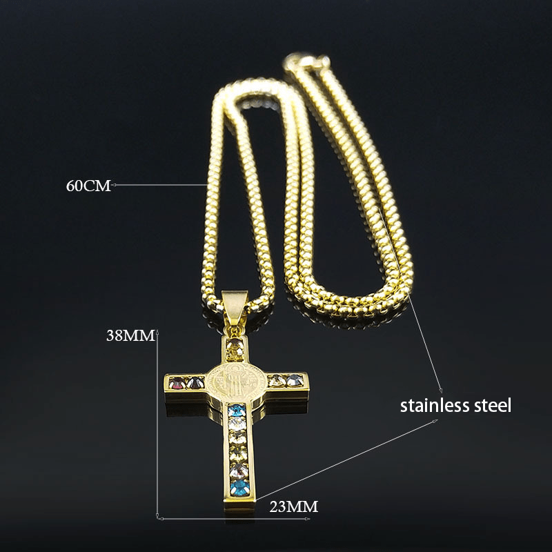 Christianartworkshop Saint Benedict Cross Mix Bible 12 Crystal Necklace - image 5