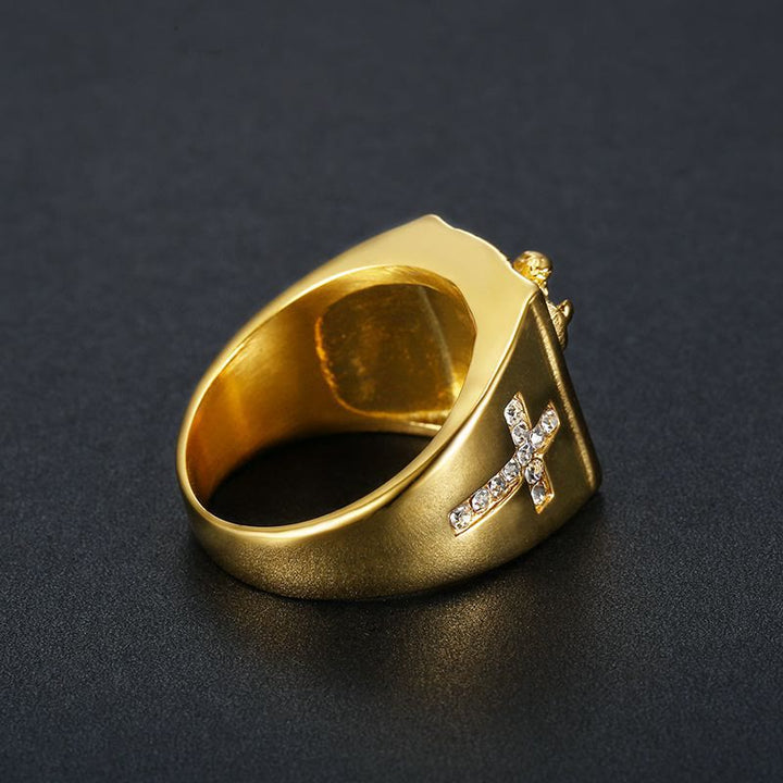 Christianartworkshop  Zirconia Set Crucifix Jesus Religious Ring - image 2