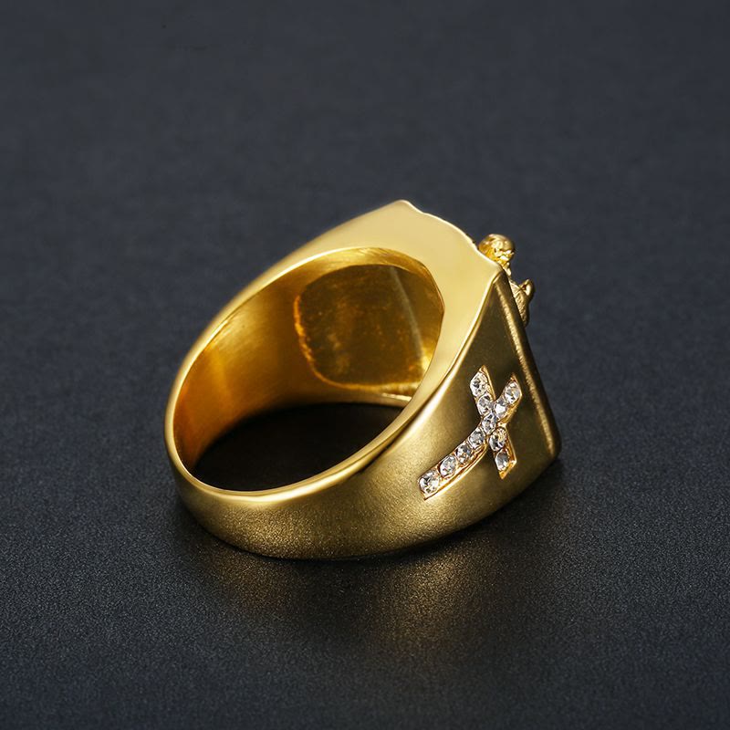 Christianartworkshop  Zirconia Set Crucifix Jesus Religious Ring - image 2