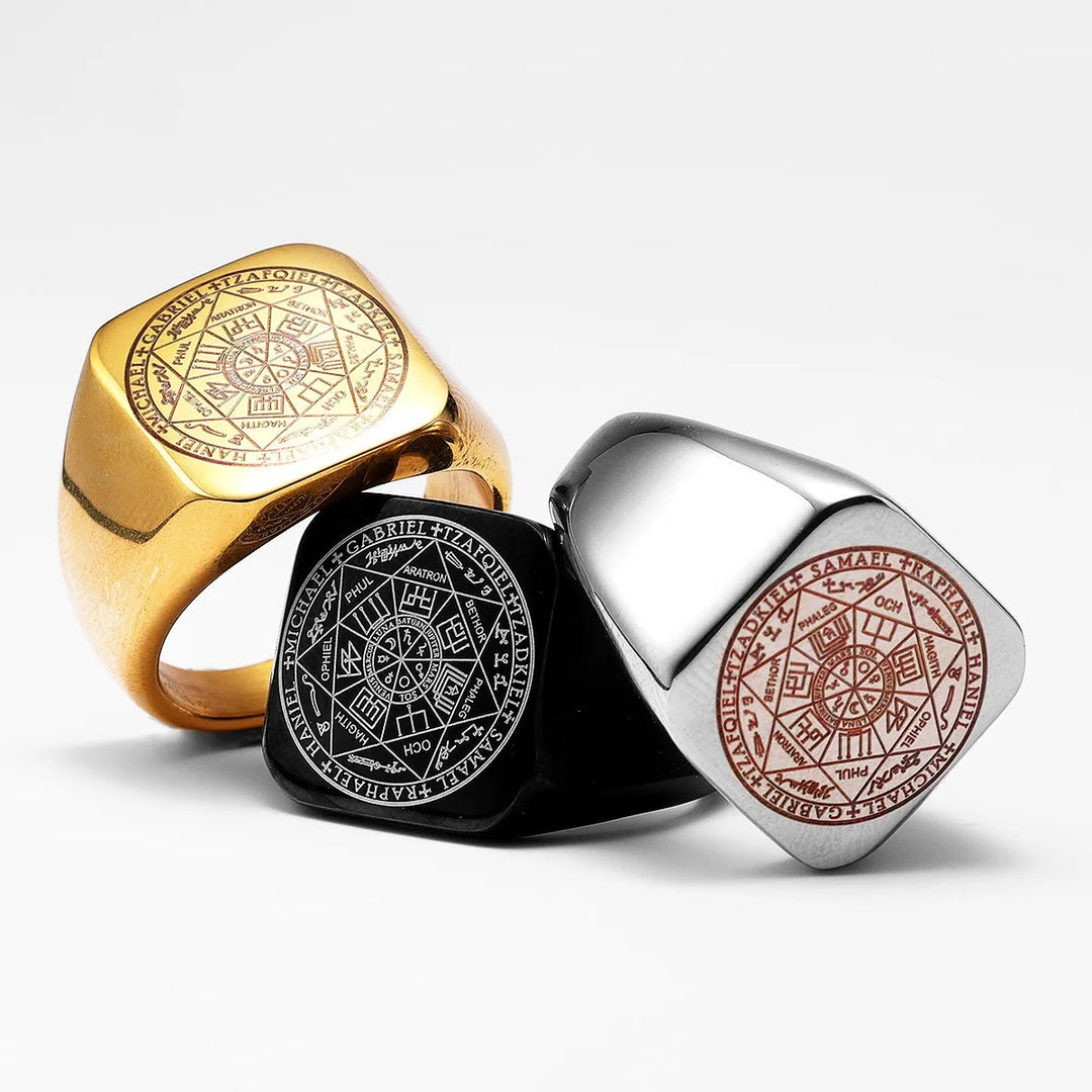 Christianartworkshop Seals of The Seven Archangels Protection Solomon Kabbalah Titanium Ring - image 2