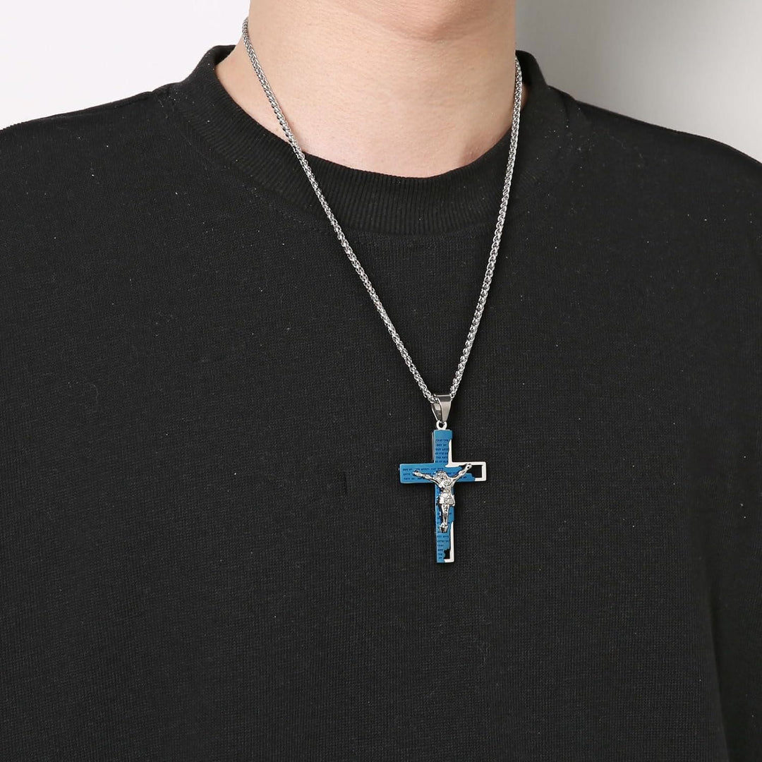 Christianartworkshop Stainless Steel Crucifix Bible Prayer Pendant Necklace Chain - image 3