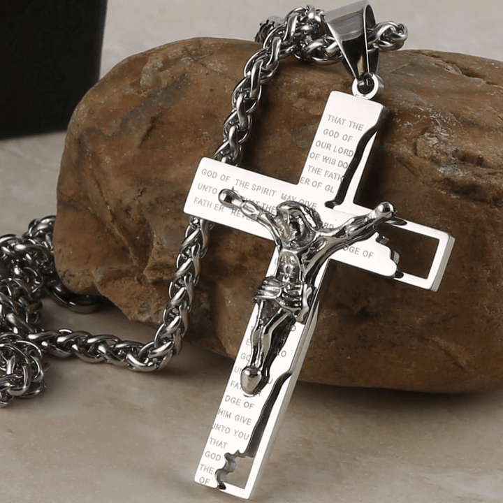 Christianartworkshop Stainless Steel Crucifix Bible Prayer Pendant Necklace Chain - image 8