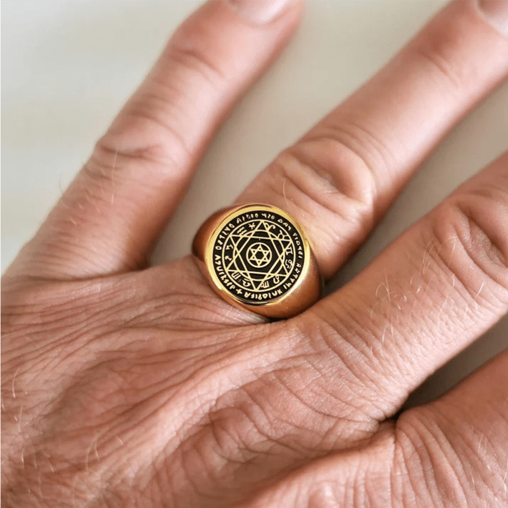 Christianartworkshop Talisman Seal of Solomon Six-Pointed Star Constellation Rings Stainless Steel Band - image 4