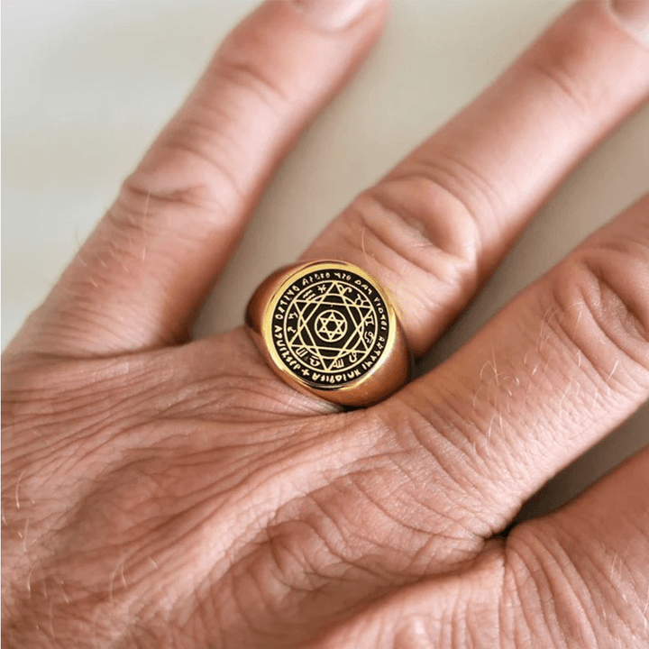 Christianartworkshop Talisman Seal of Solomon Six-Pointed Star Constellation Rings Stainless Steel Band - image 4