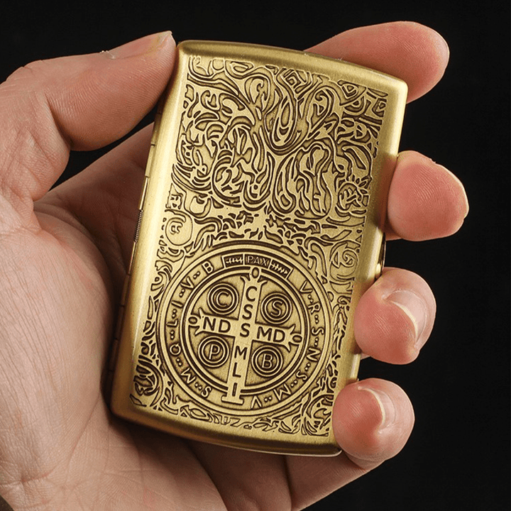 St. Benedict Cross Medallion Metal Cigarette Case - image 2