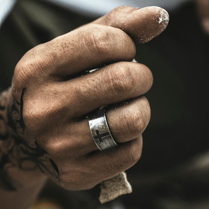 Christianartworkshop Stainless Steel Antique Punk Christianartworkshop  Cross Ring - image 4