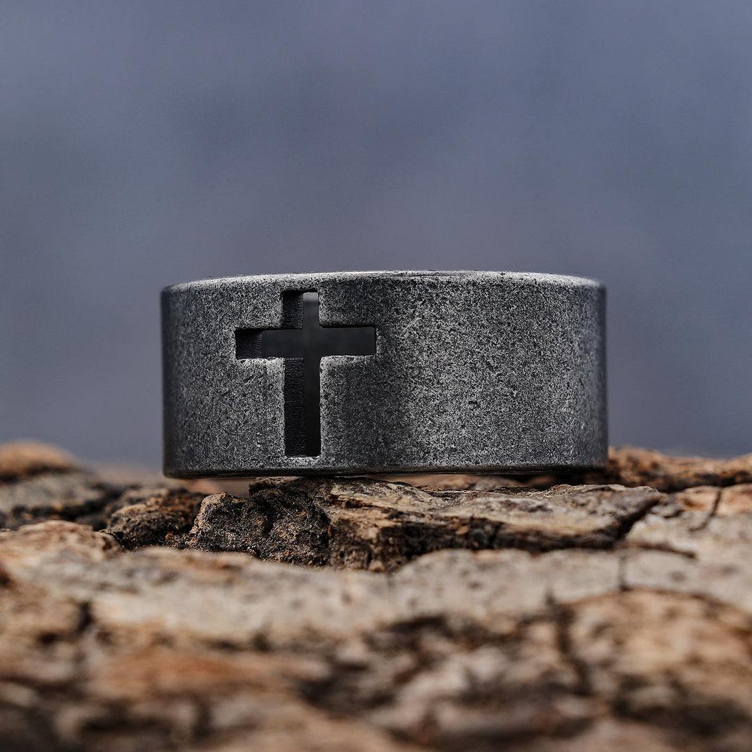 Christianartworkshop Stainless Steel Antique Punk Christianartworkshop  Cross Ring - image 6