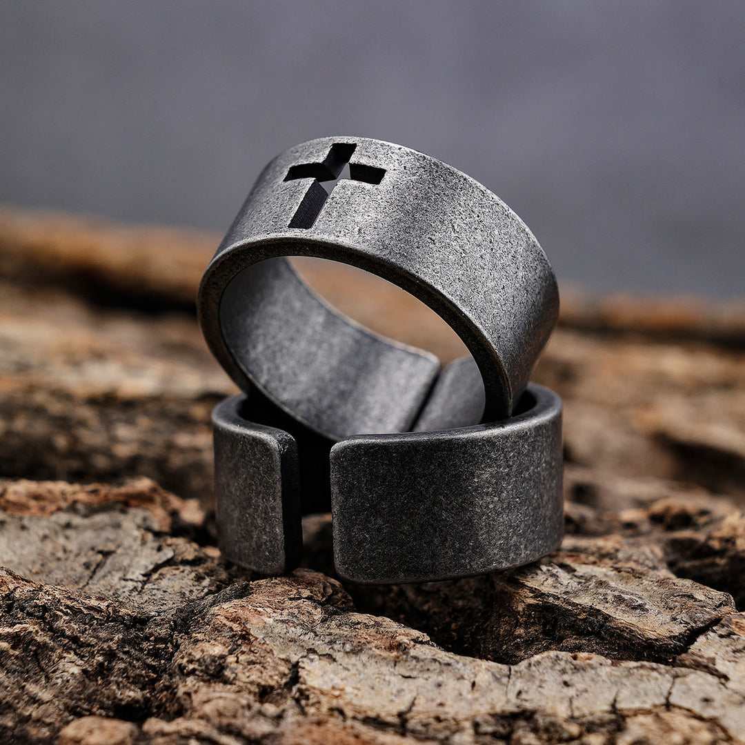 Christianartworkshop Stainless Steel Antique Punk Christianartworkshop  Cross Ring - image 1