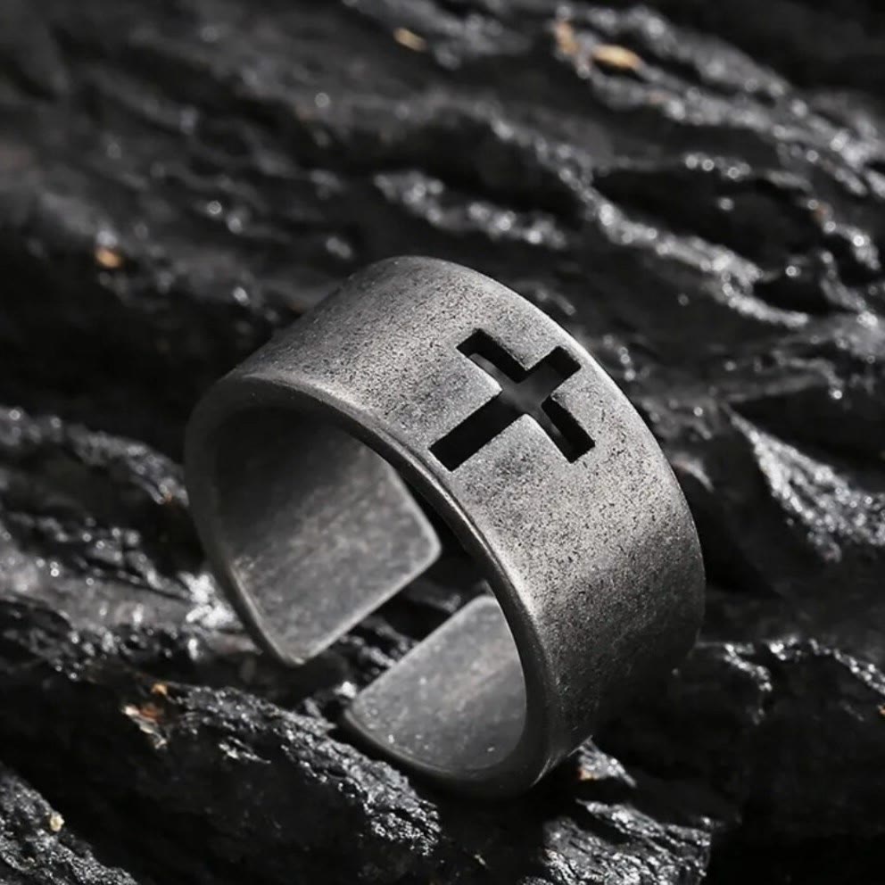Christianartworkshop Stainless Steel Antique Punk Christianartworkshop  Cross Ring - image 9