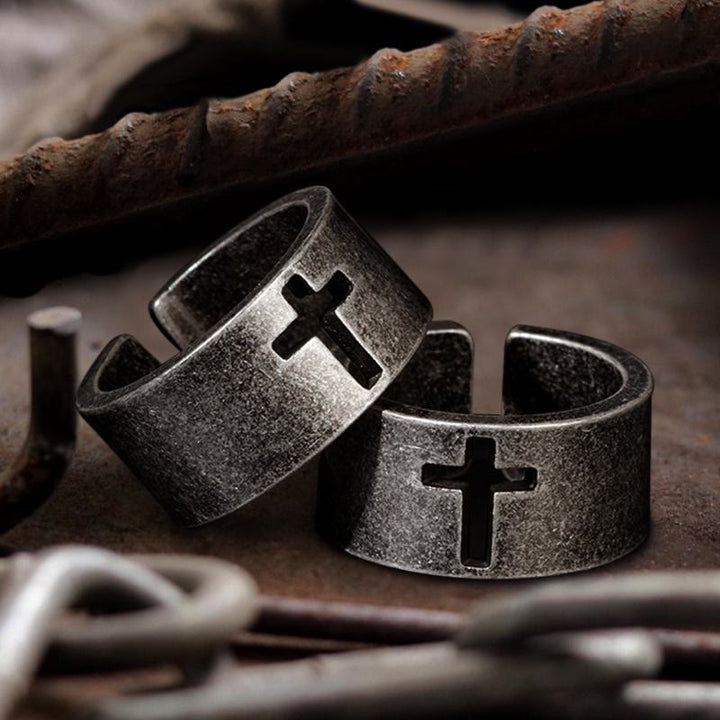 Christianartworkshop Stainless Steel Antique Punk Christianartworkshop  Cross Ring - UK Size Z+2（US 15） - image 0