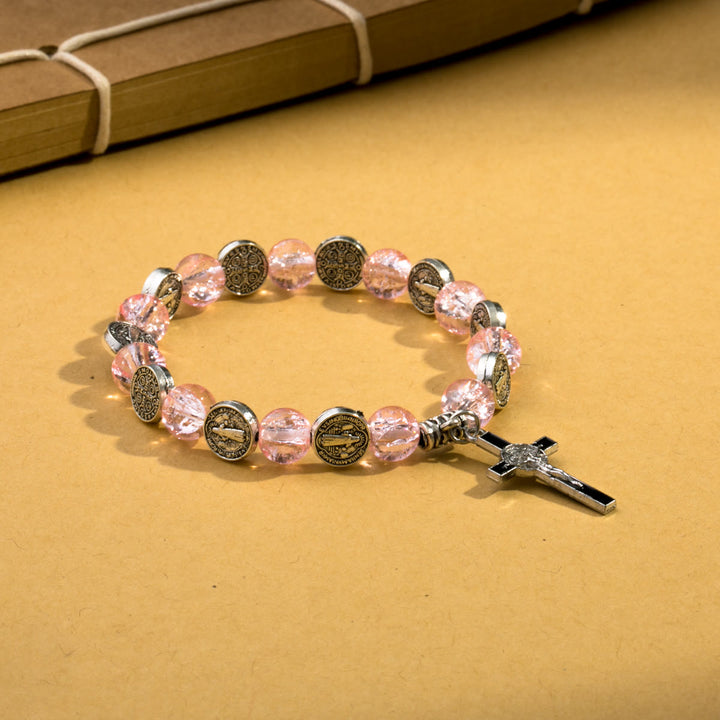 Christianartworkshop Jesus Cross Alloy Charm Pendant Beaded Bracelet - image 1