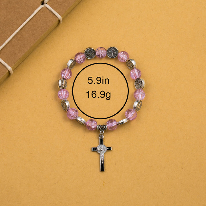 Christianartworkshop Jesus Cross Alloy Charm Pendant Beaded Bracelet - image 3