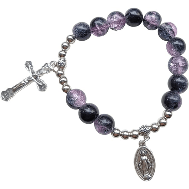 Christianartworkshop Miraculous Medallion & Crucifix Two-Tone Glass Bracelet - Nobility - image 5