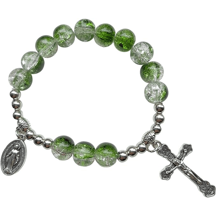 Christianartworkshop Miraculous Medallion & Crucifix Two-Tone Glass Bracelet - Vigor - image 5