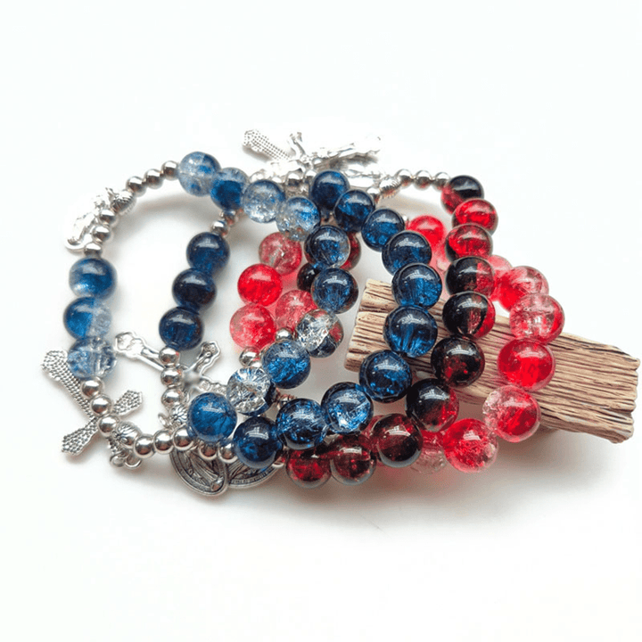 Christianartworkshop Miraculous Medallion & Crucifix Two-Tone Glass Bracelet - image 1