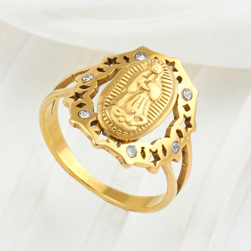 Christianartworkshop Our Lady of Guadalupe Delicate Skeleton Ring - UK Size V1/2（US 11） - image 0