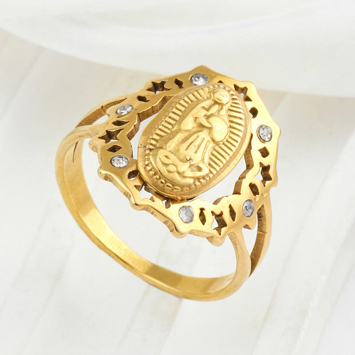 Christianartworkshop Our Lady of Guadalupe Delicate Skeleton Ring - UK Size V1/2（US 11） - image 0