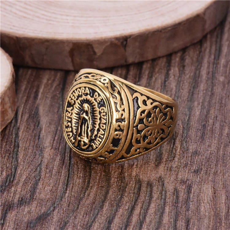 Christianartworkshop Our Lady of Guadalupe Faith in Heart Ring - UK Size Y（US 12） - image 0