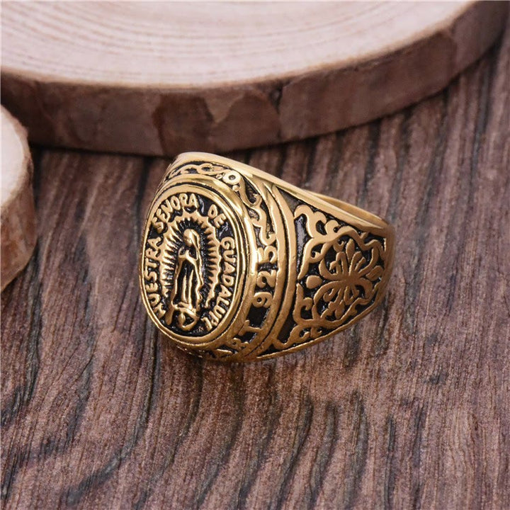 Christianartworkshop Our Lady of Guadalupe Faith in Heart Ring - UK Size Y（US 12） - image 0