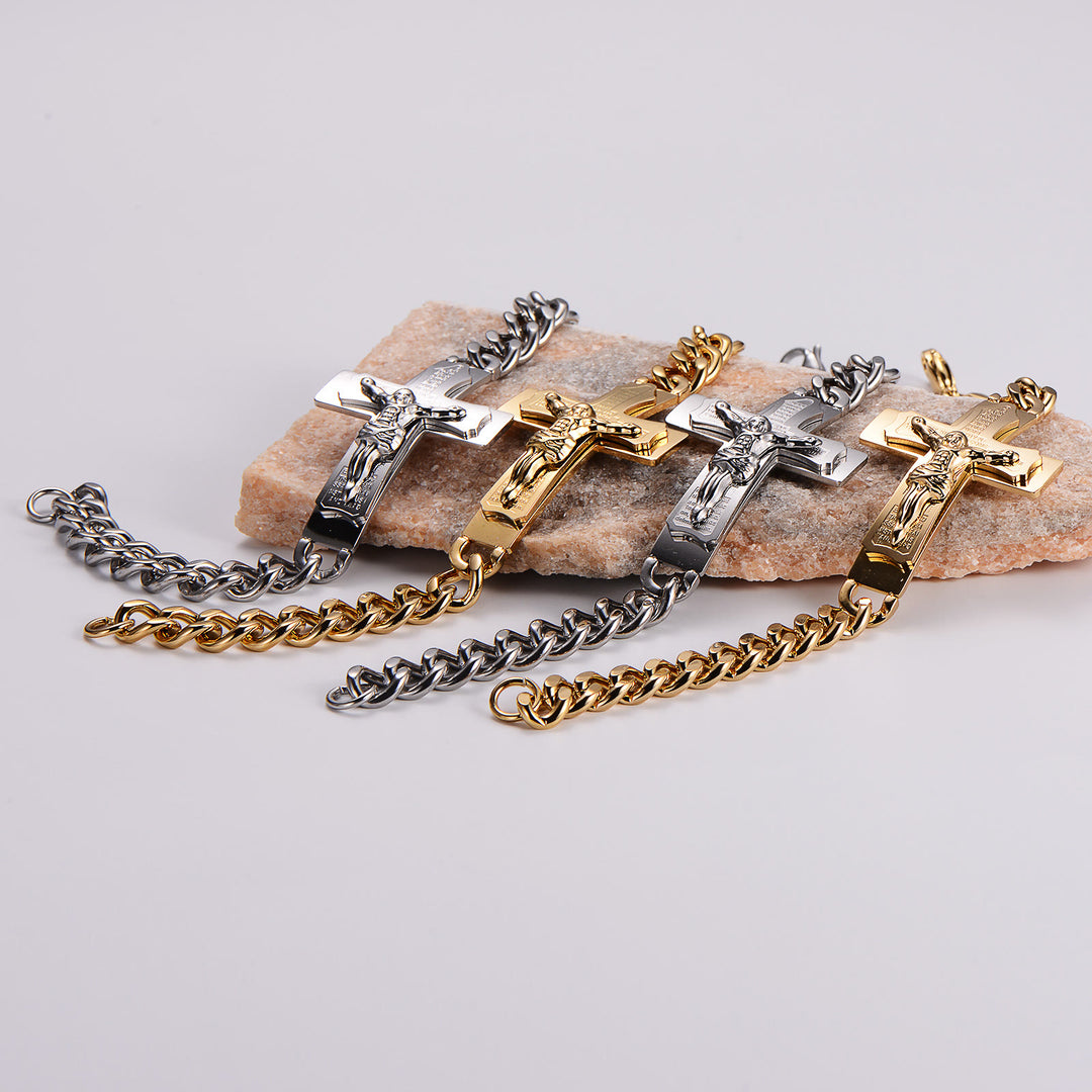 Christianartworkshop Solid Jesus Cross Bible Verse Crucifix Prayer Bangle Bracelet - image 4