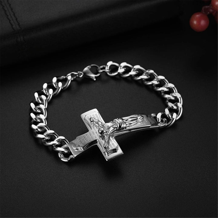 Christianartworkshop Solid Jesus Cross Bible Verse Crucifix Prayer Bangle Bracelet - image 5