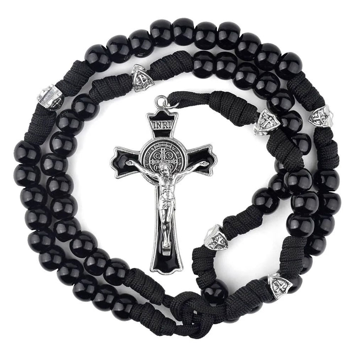 Christianartworkshop Fine Crafted Black Sturdy Umbrella Cord Crucifix Rosary - image 5