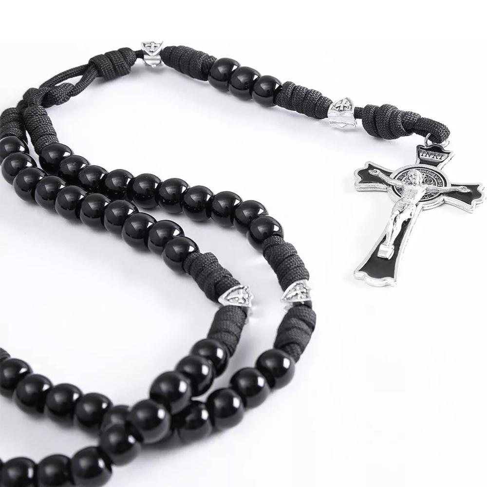 Christianartworkshop Fine Crafted Black Sturdy Umbrella Cord Crucifix Rosary - image 4