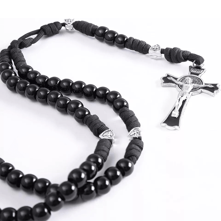 Christianartworkshop Fine Crafted Black Sturdy Umbrella Cord Crucifix Rosary - image 4