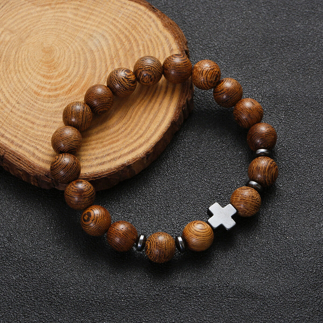 Christianartworkshop Cross Wooden Bead Bracelet - Wooden - image 0