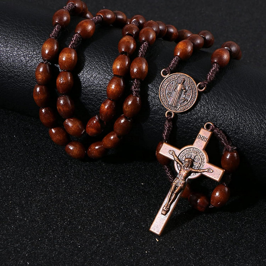 Christianartworkshop St. Benedict Olive Wood Prayer Rosary - Coffee - image 1