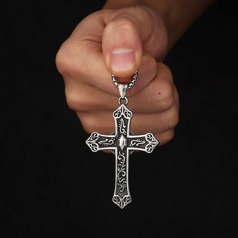 Christianartworkshop Retro Titanium Virgin Mary Cross Pendant Necklace - image 3