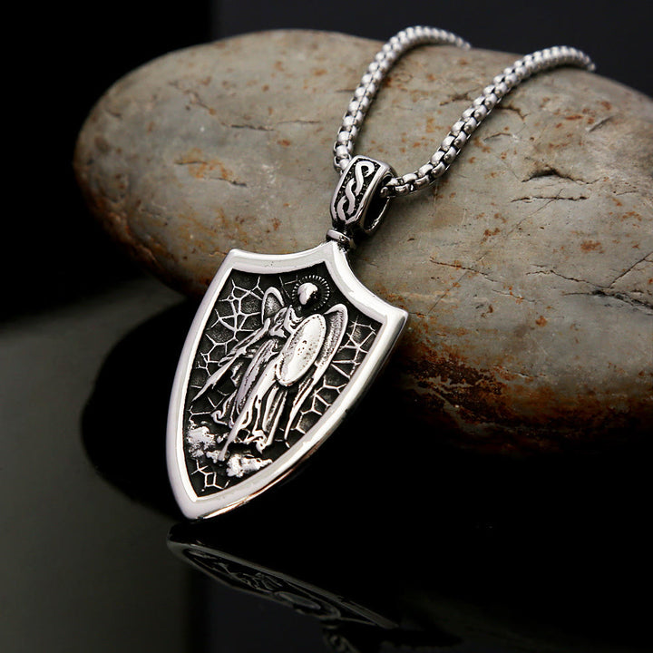 Christianartworkshop Archangel St. Michael Shield Amulet Titanium Necklace - image 3