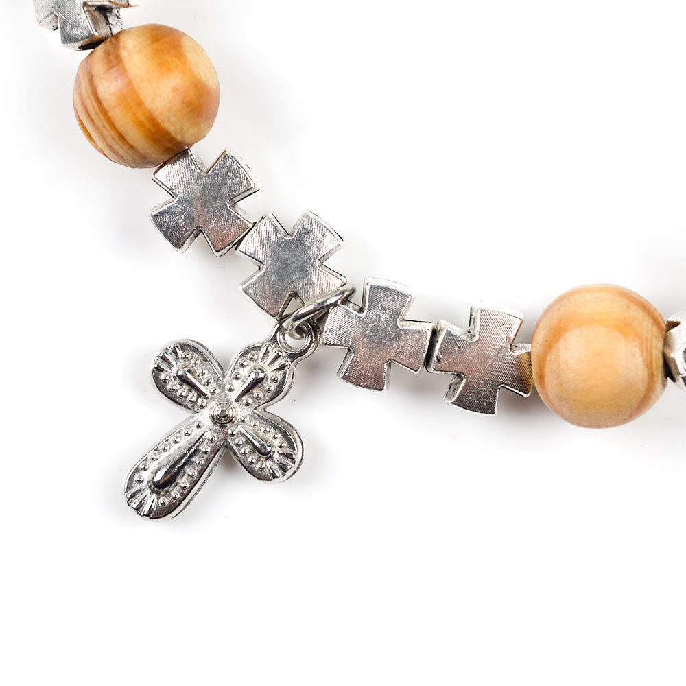 Christianartworkshop Blessings of Faith: Wooden Beads Prayer Christ Bracelet - image 1
