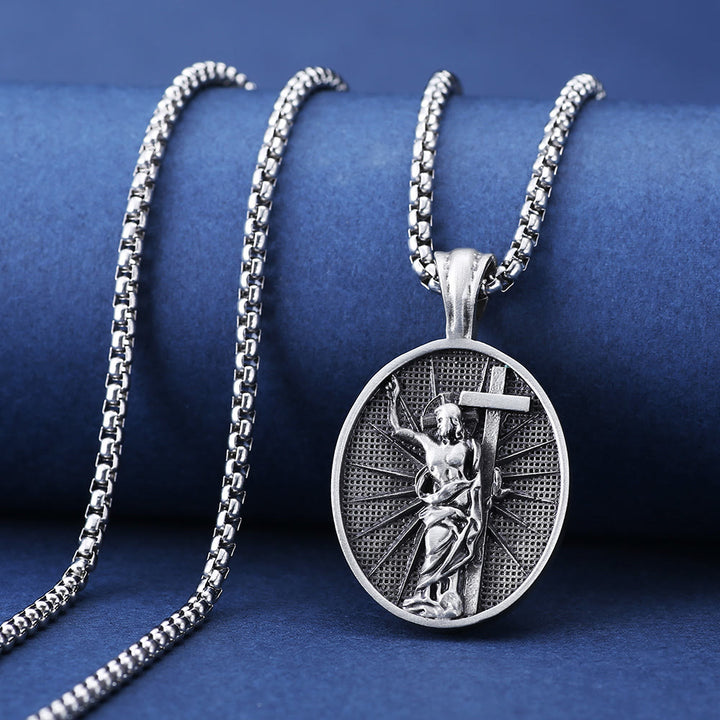 Christianartworkshop Risen Jesus Medallion Christian Religious Necklace  - Risen Jesus - image 0