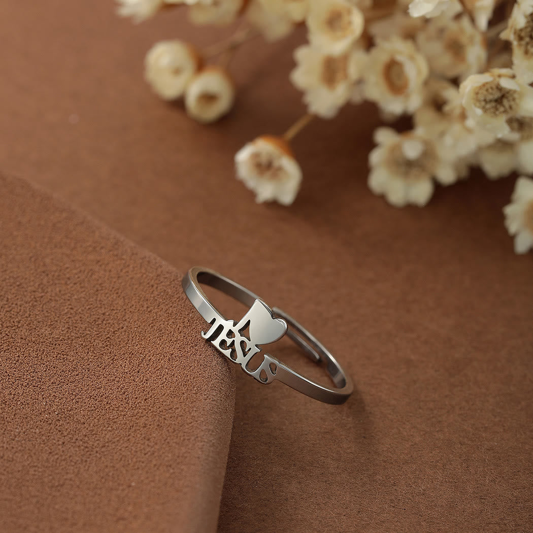 Christianartworkshop "I Love Jesus" Christian Faith Minimalism Ring - Silver(Suitable for US sizes 6-13) - image 2