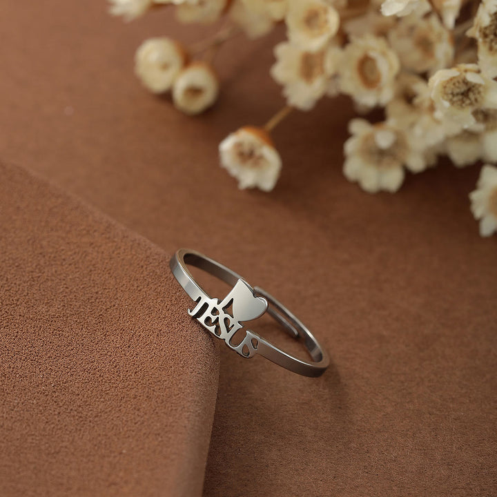 Christianartworkshop "I Love Jesus" Christian Faith Minimalism Ring - Silver(Suitable for US sizes 6-13) - image 2