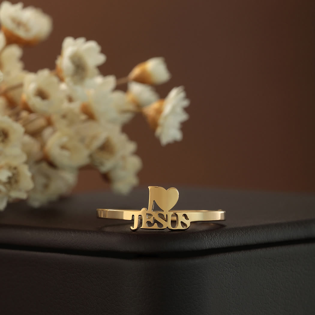 Christianartworkshop "I Love Jesus" Christian Faith Minimalism Ring - image 1