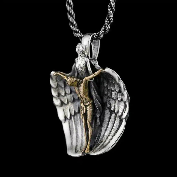 Christianartworkshop Holy Jesus Redeeming Angel Prayer Religious Necklace - image 1