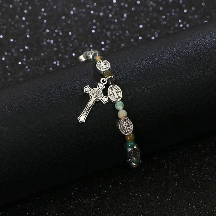 Christianartworkshop Agate/Turquoise St. Benedict Cross Bracelet - image 2