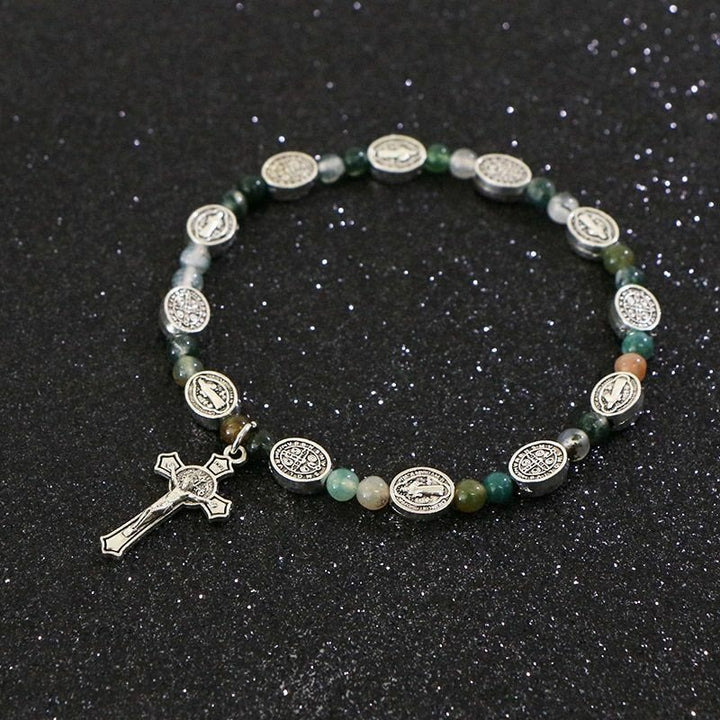 Christianartworkshop Agate/Turquoise St. Benedict Cross Bracelet - image 2