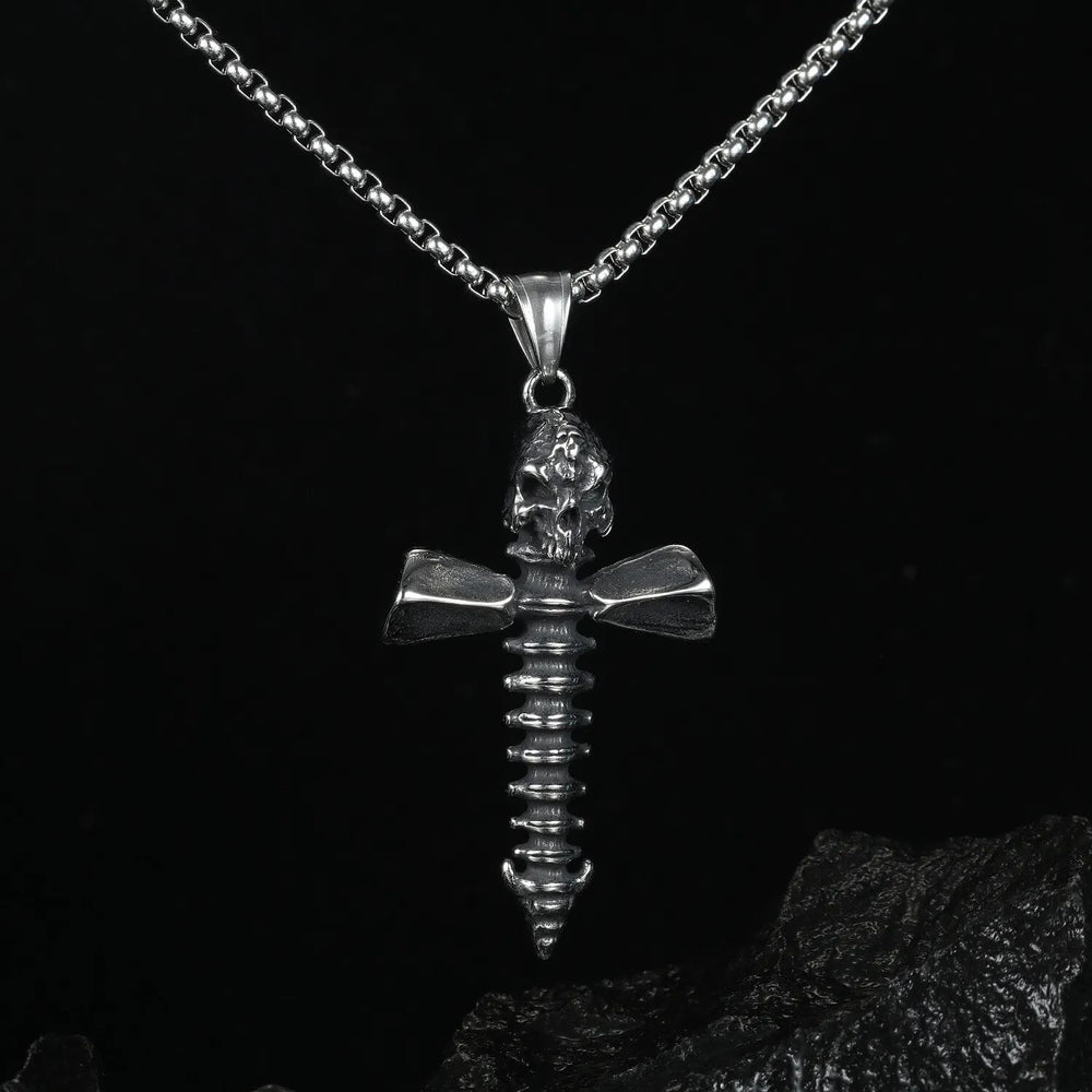 Punk Style Skull Crossbones Pendant Necklace - image 2